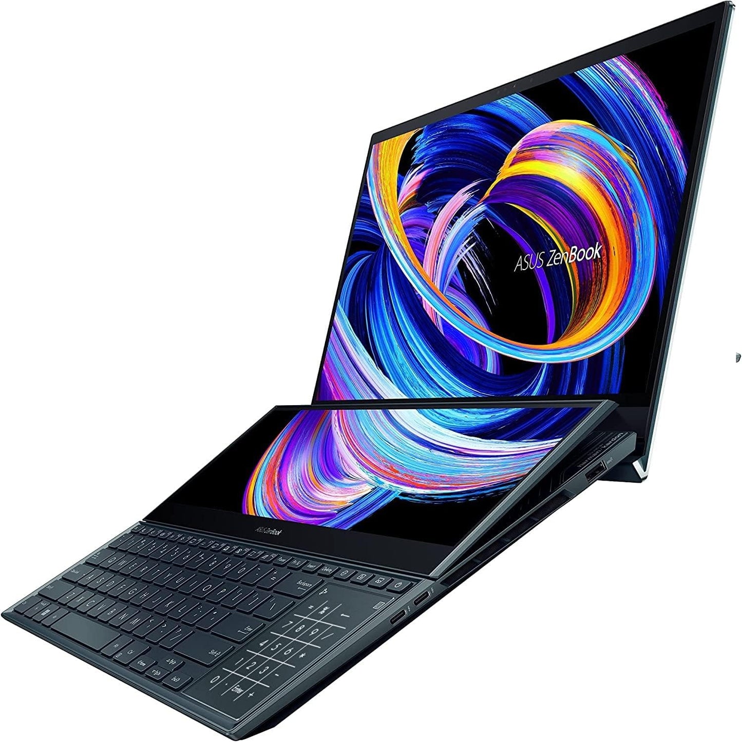 ASUS ZenBook Pro Duo 15 OLED UX582 Laptop, 15.6” OLED FHD Touch Display, Intel Core i9-12900H, 32GB, 1TB, GeForce RTX 3060 Laptop GPU, ScreenPad Plus, Windows 11 Pro, Celestial Blue, UX582ZM-XS96T