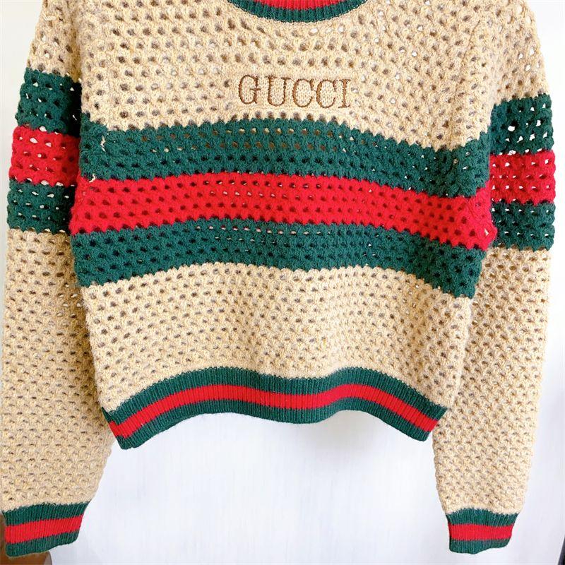 New Embroidered Striped Color-block Knit Top 1024031503