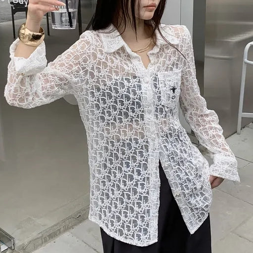 New lace micro-sheer sun protection shirt 1025042811