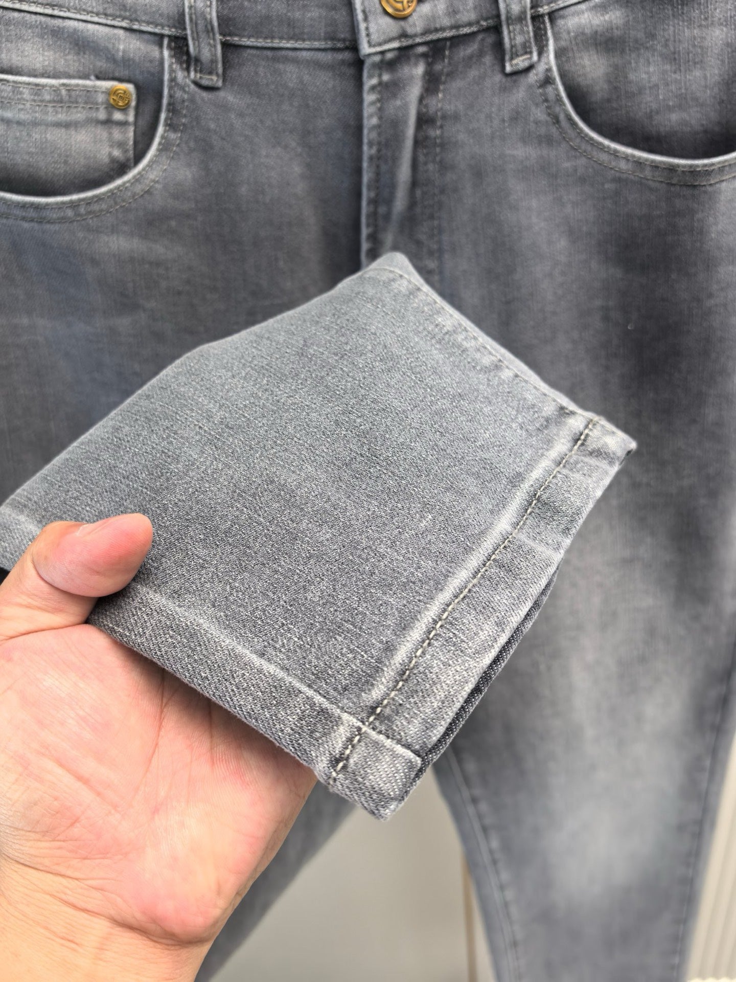 High luxury autumn and winter elastic slim fit denim pants XC0425091207