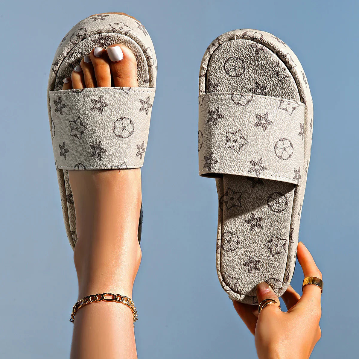 New leather one word muffin women's sandals slippers 1025040213
