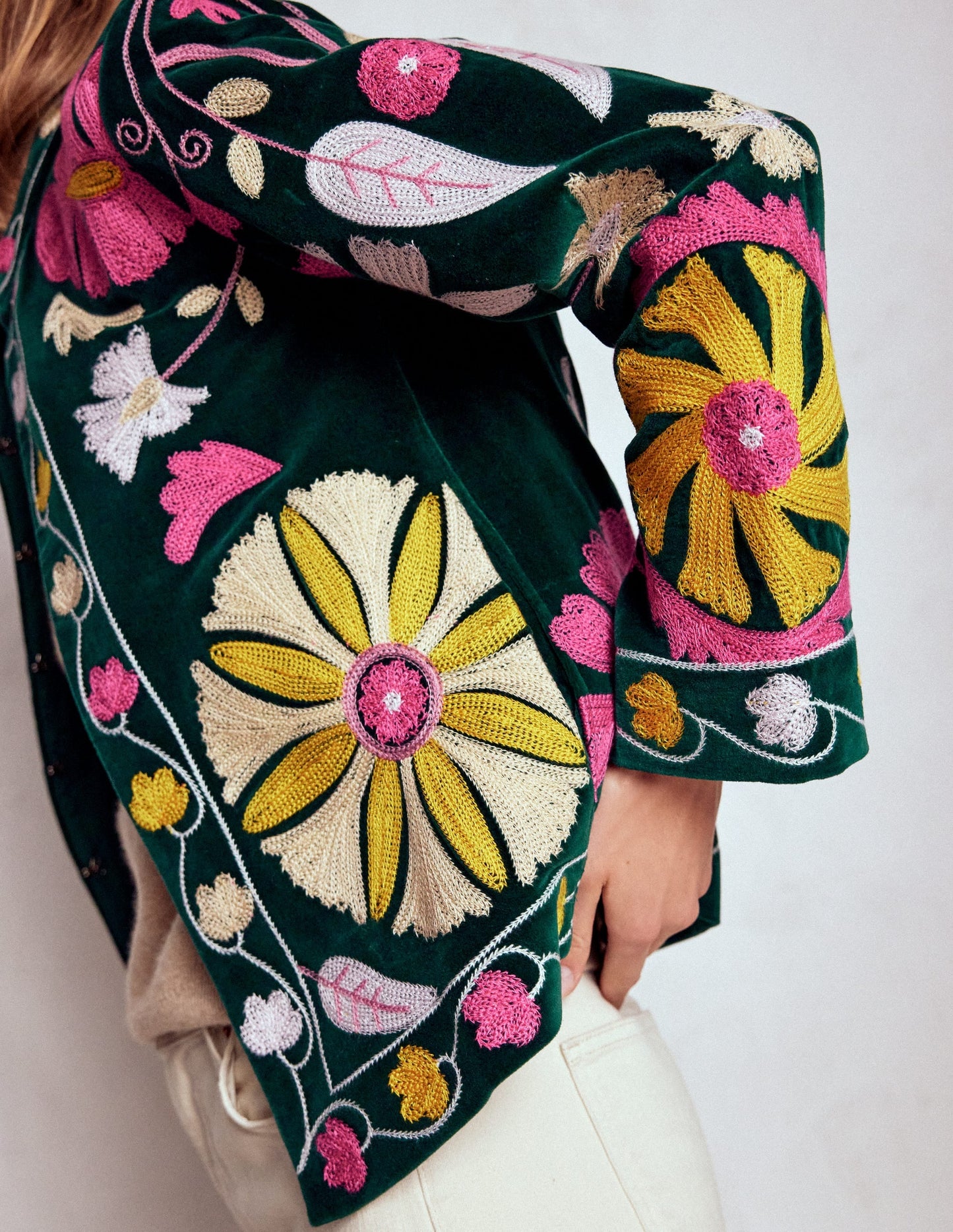 Embroidered Souvenir Jacket-Emerald Night Embroidery