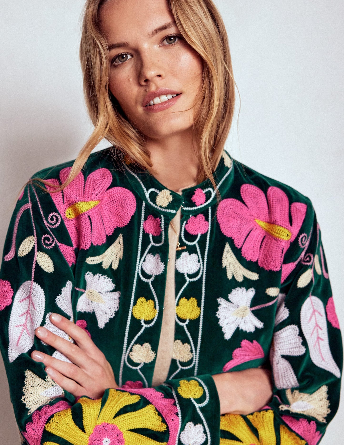 Embroidered Souvenir Jacket-Emerald Night Embroidery