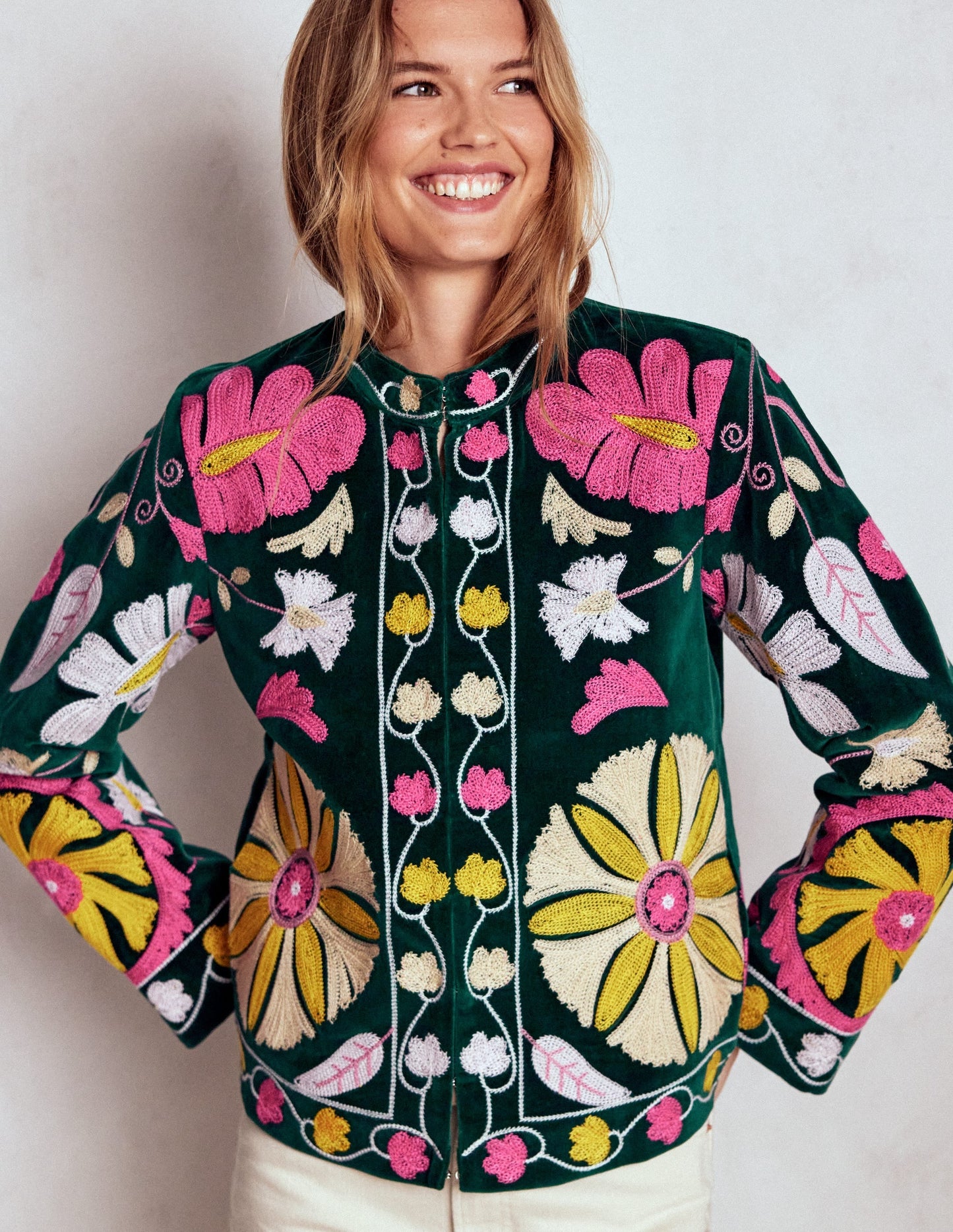 Embroidered Souvenir Jacket-Emerald Night Embroidery