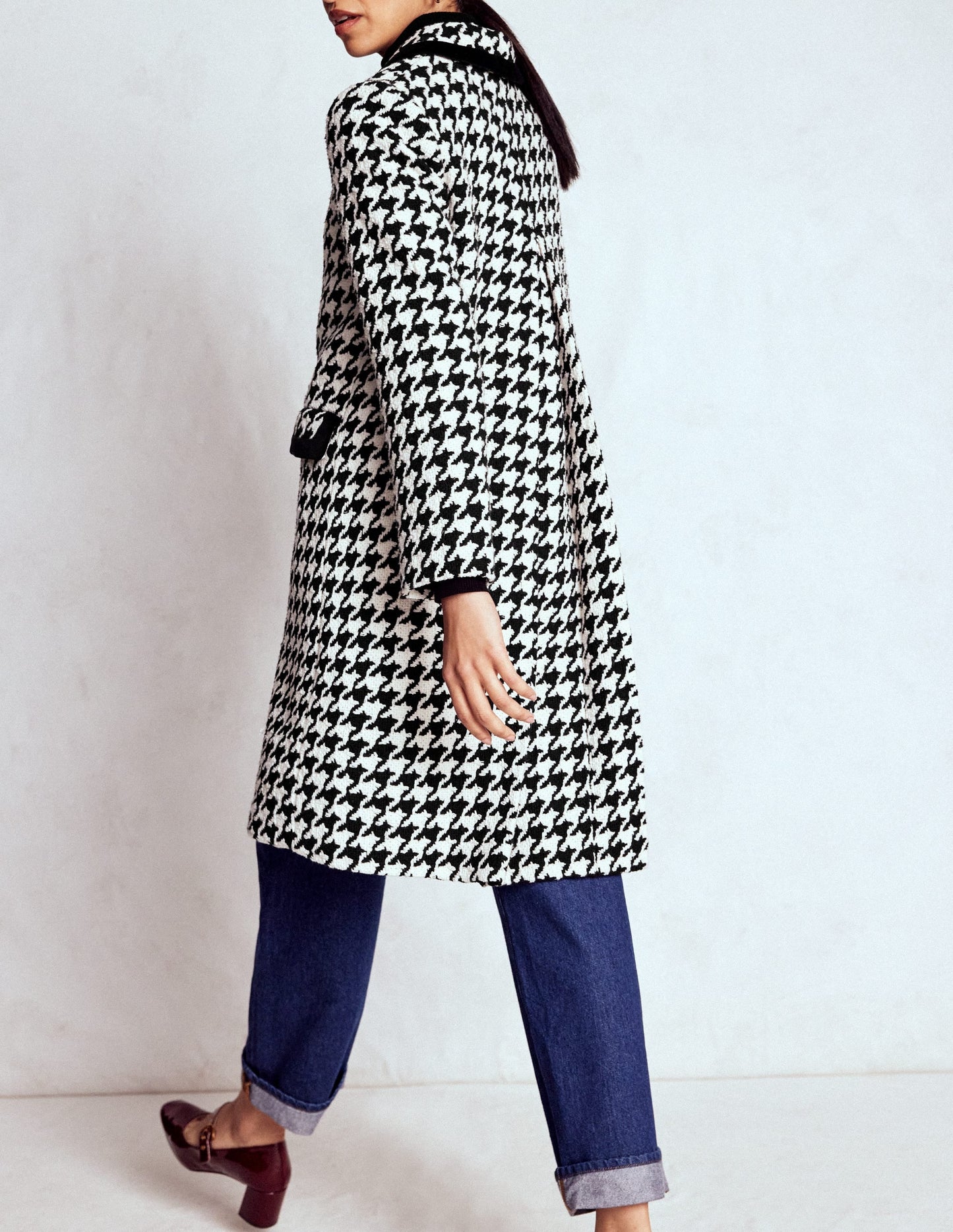 Edinburgh Swing Coat-Black Dogstooth