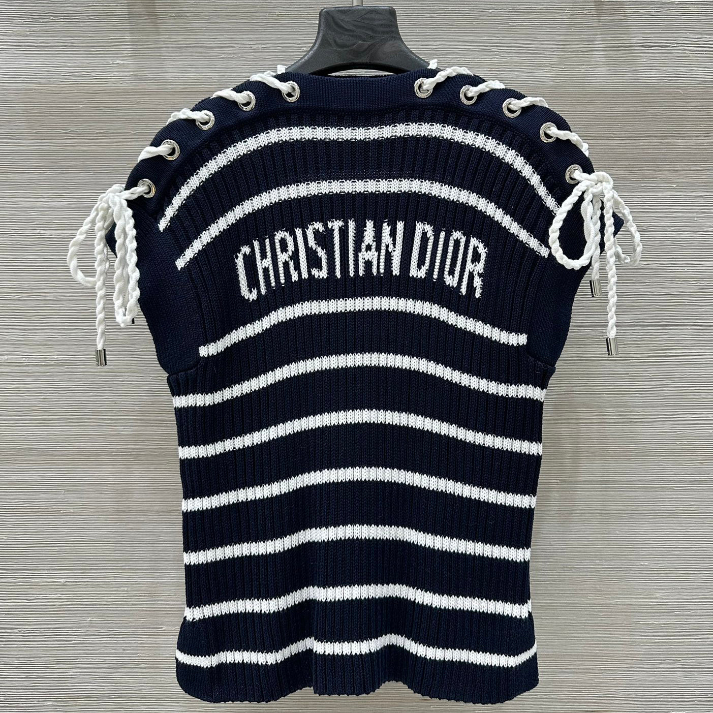 Slant Shoulder Striped Knit Top 1025070309