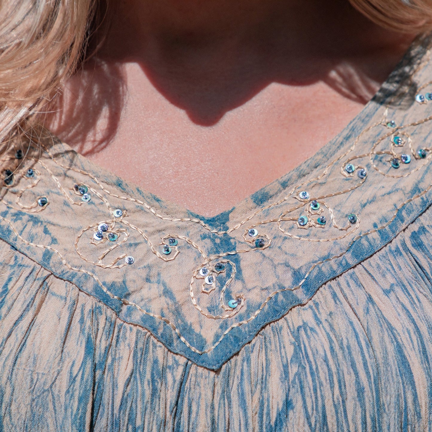 Dusty Pink & Blue Floral Short Sleeve Top