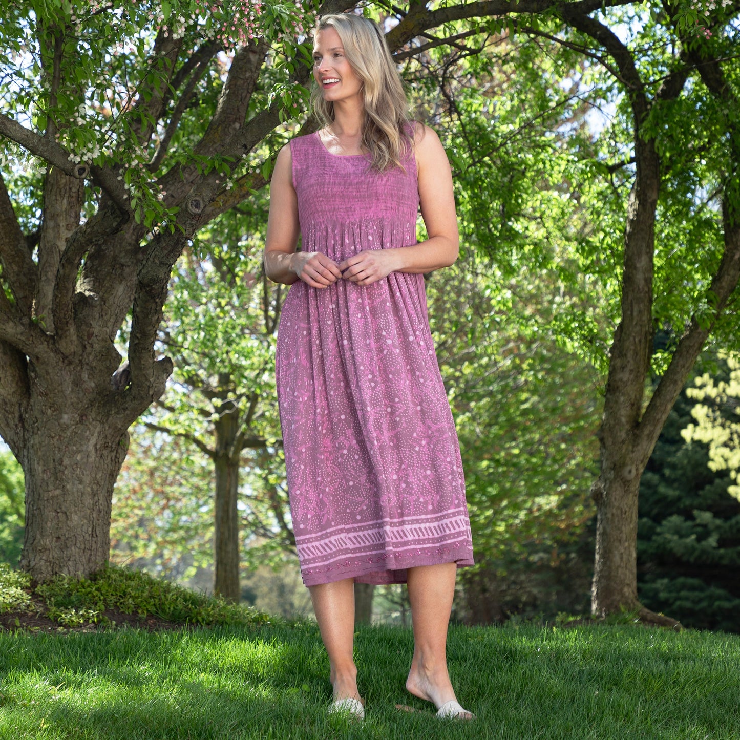 Henna Tie-Dye Sleeveless Midi Dress