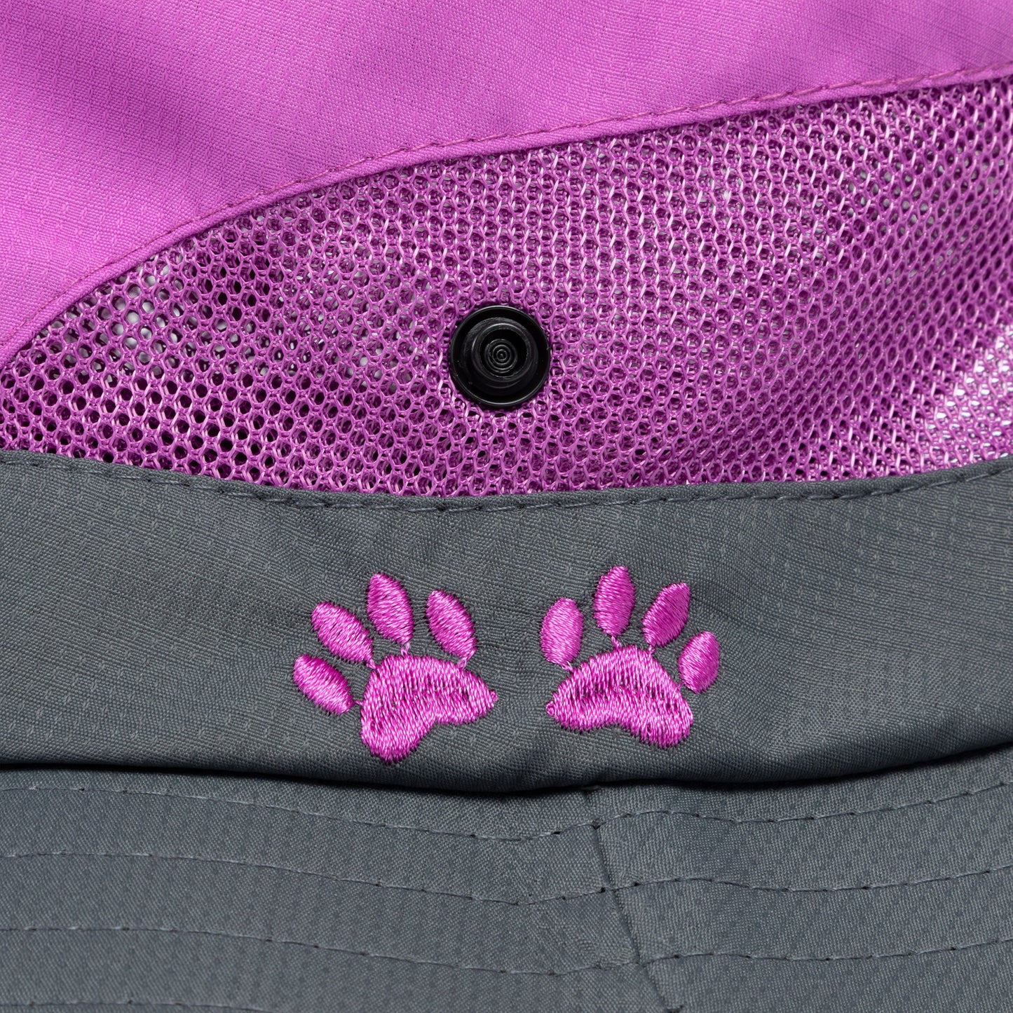 Paw Print Embroidered Breathable Sun Hat With Ponytail Hole
