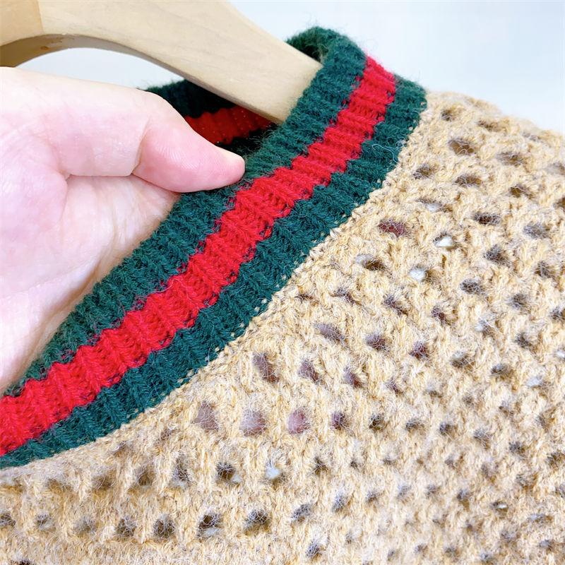 New Embroidered Striped Color-block Knit Top 1024031503