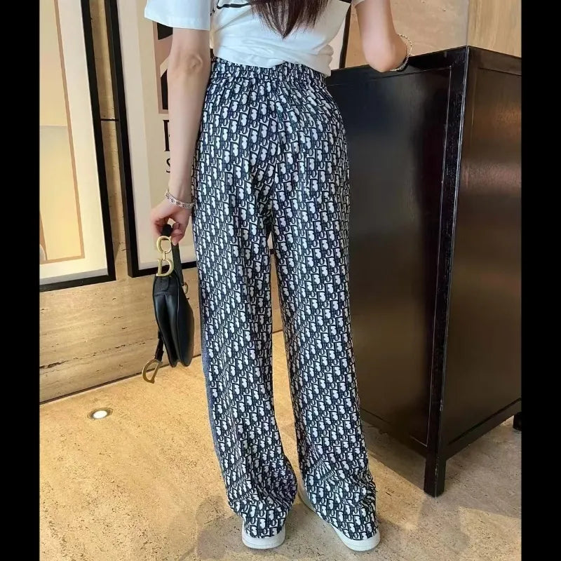 New Straight Loose Printed Casual Wide Leg Pants 1025041115