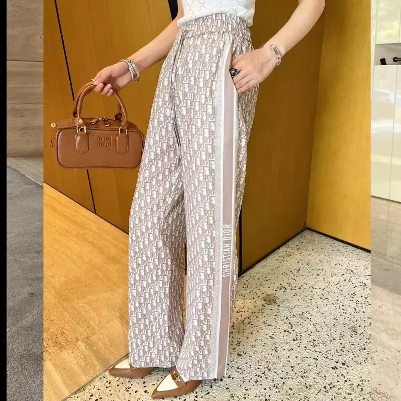 New Straight Loose Printed Casual Wide Leg Pants 1025041115