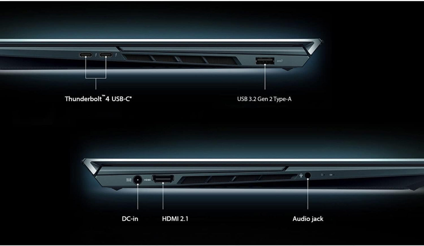 ASUS ZenBook Pro Duo 15 OLED UX582 Laptop, 15.6” OLED FHD Touch Display, Intel Core i9-12900H, 32GB, 1TB, GeForce RTX 3060 Laptop GPU, ScreenPad Plus, Windows 11 Pro, Celestial Blue, UX582ZM-XS96T