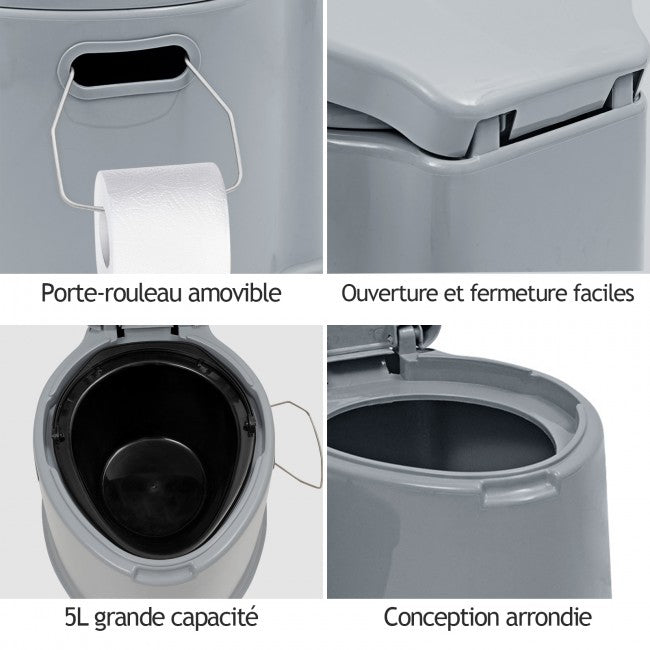 Portable Travel Toilet with Paper Holder for Camping Indoor Outdoor