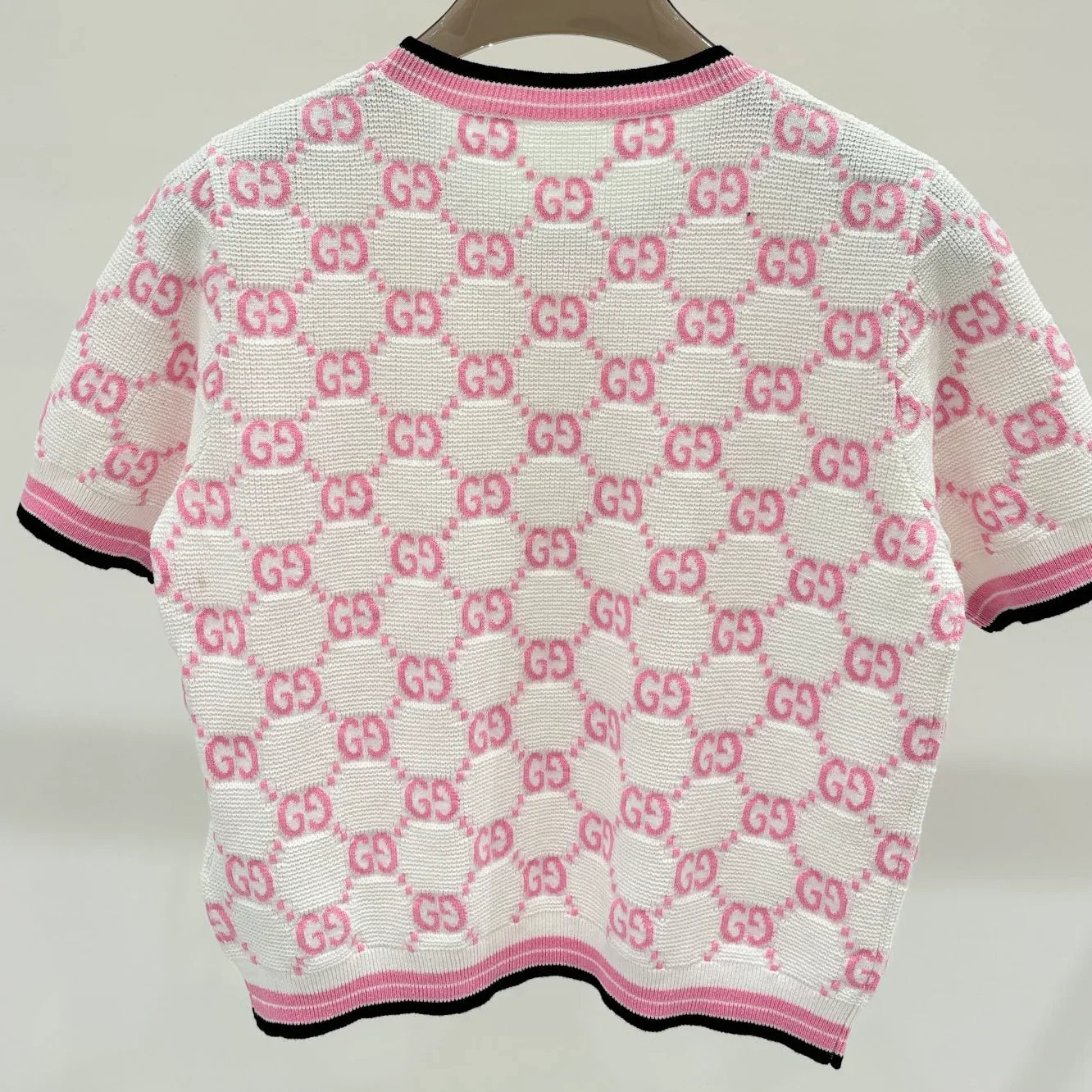 New round neck letter jacquard knit short tops 1025042214