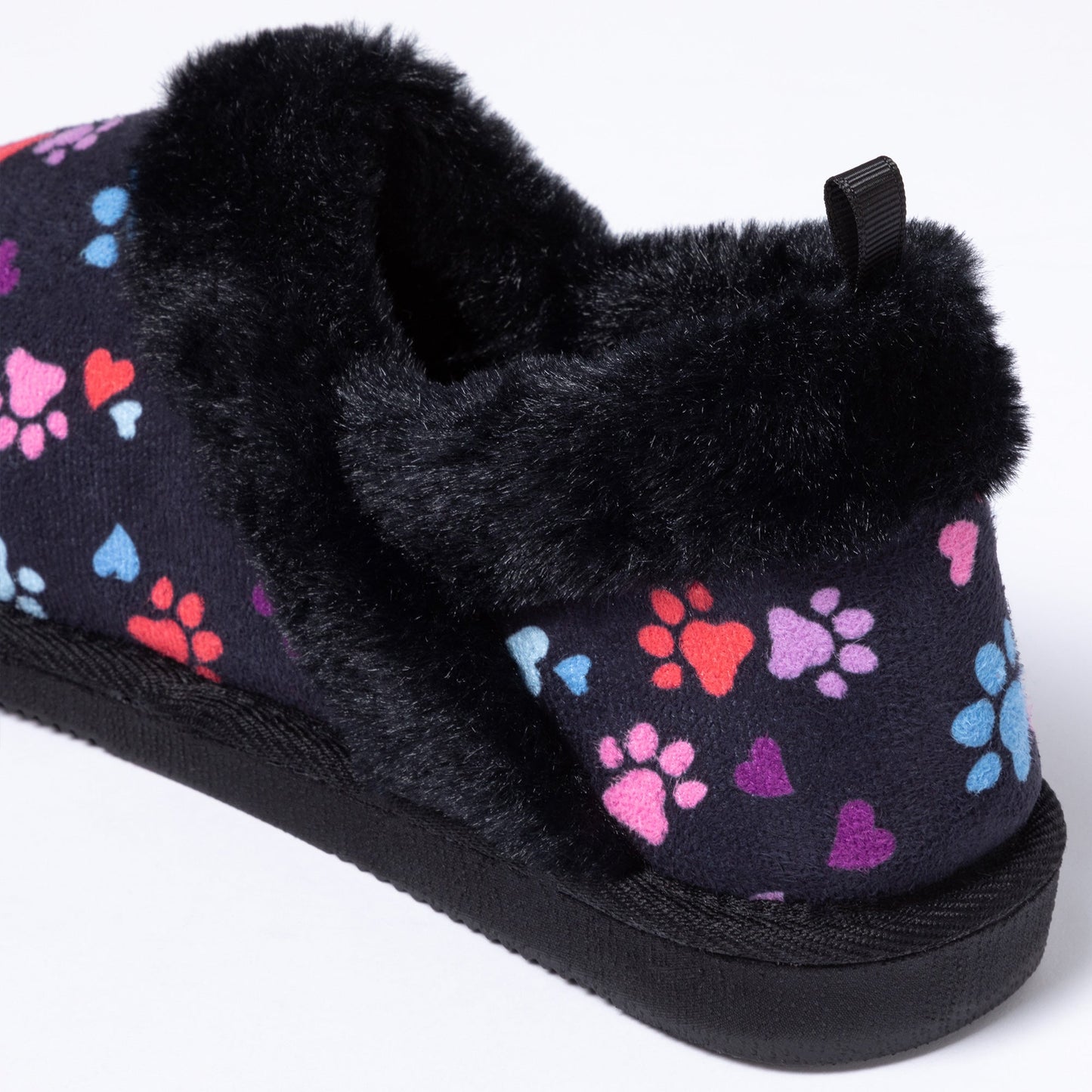 Paw Print Faux Fur Lined Indoor/Outdoor Slipper Shoes