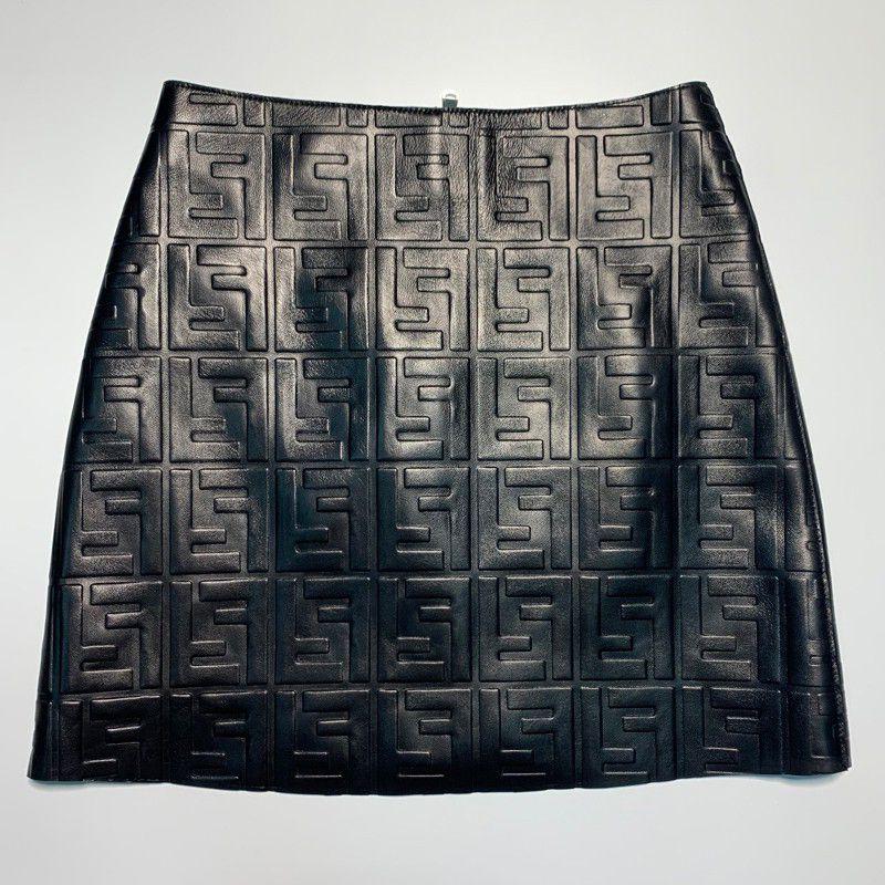 F Letter PU Leather Skirt 0823120703
