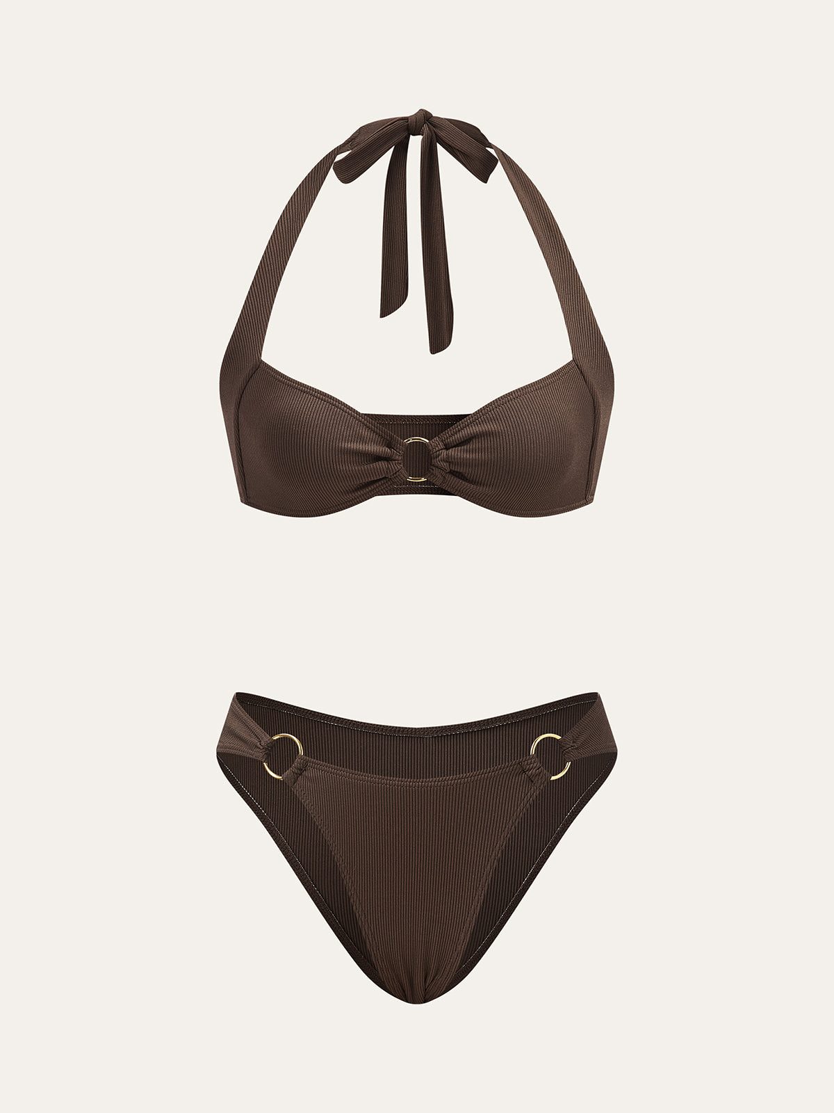 Ring Detail Halter Bikini Set