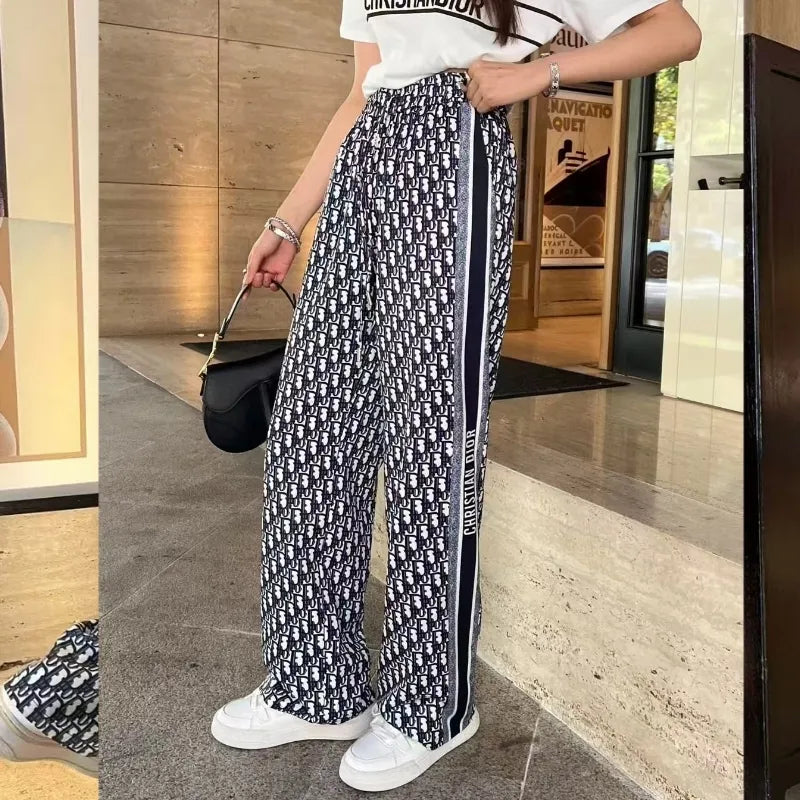 New Straight Loose Printed Casual Wide Leg Pants 1025041115