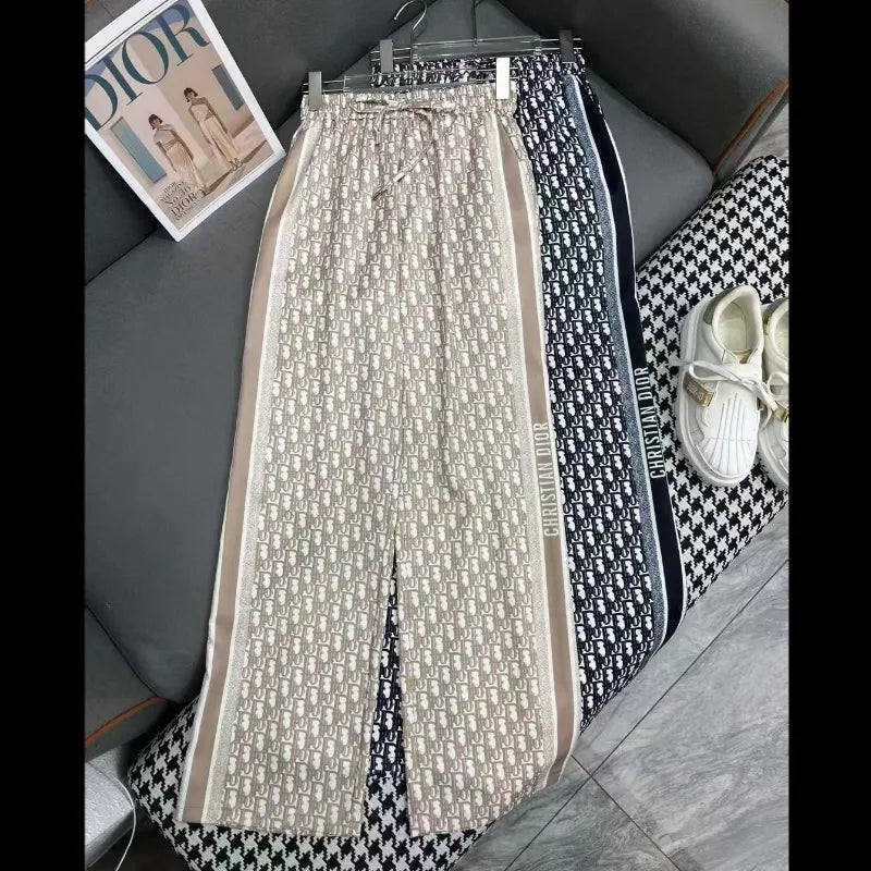 New Straight Loose Printed Casual Wide Leg Pants 1025041115