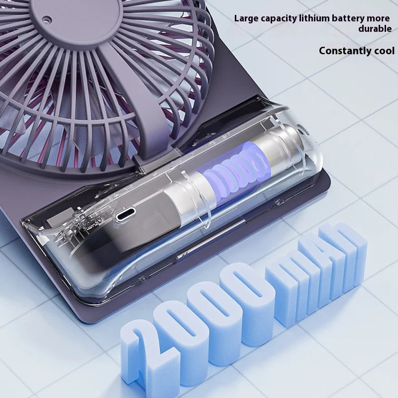 USB Rechargeable Mini Desktop Stand Fan New Arrival Foldable Portable Cooling Fan Adjustable Speed Household Electric Plastic
