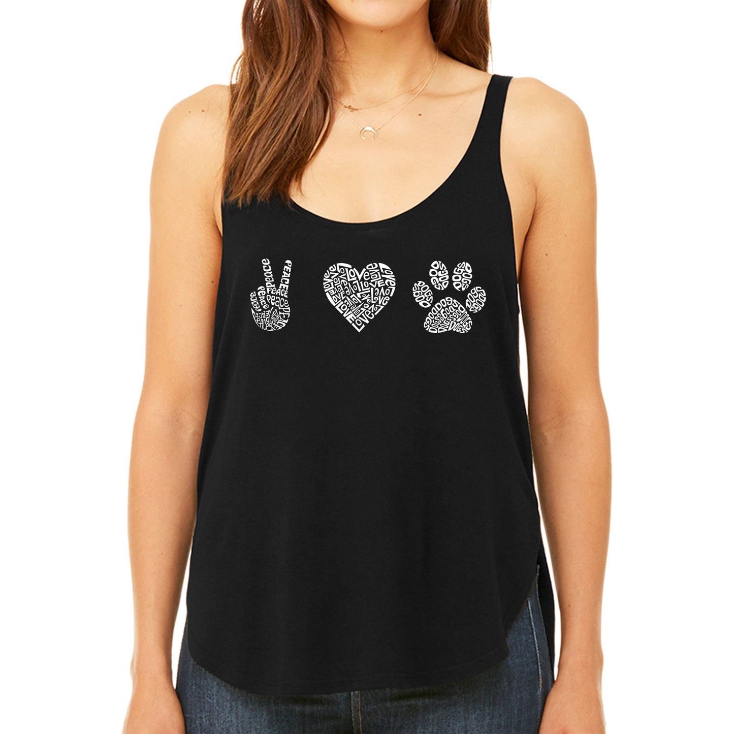 Peace Love Dogs - Women's Premium Word Art Flowy Tank Top