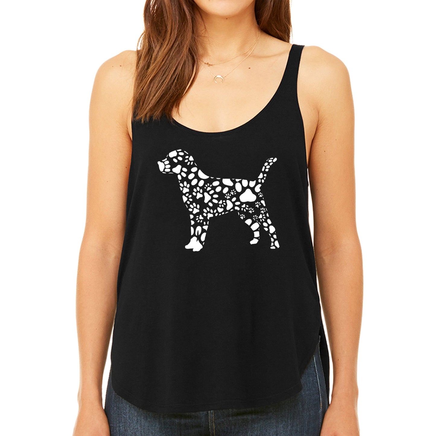 Dog Paw Prints - Women's Premium Word Art Flowy Tank Top