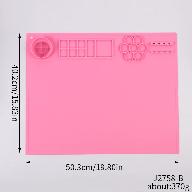 Silicone Painting Mat Kids Art Crafts Pads with Cup and Paint Brush Holder Palette DIY Handmade Mat