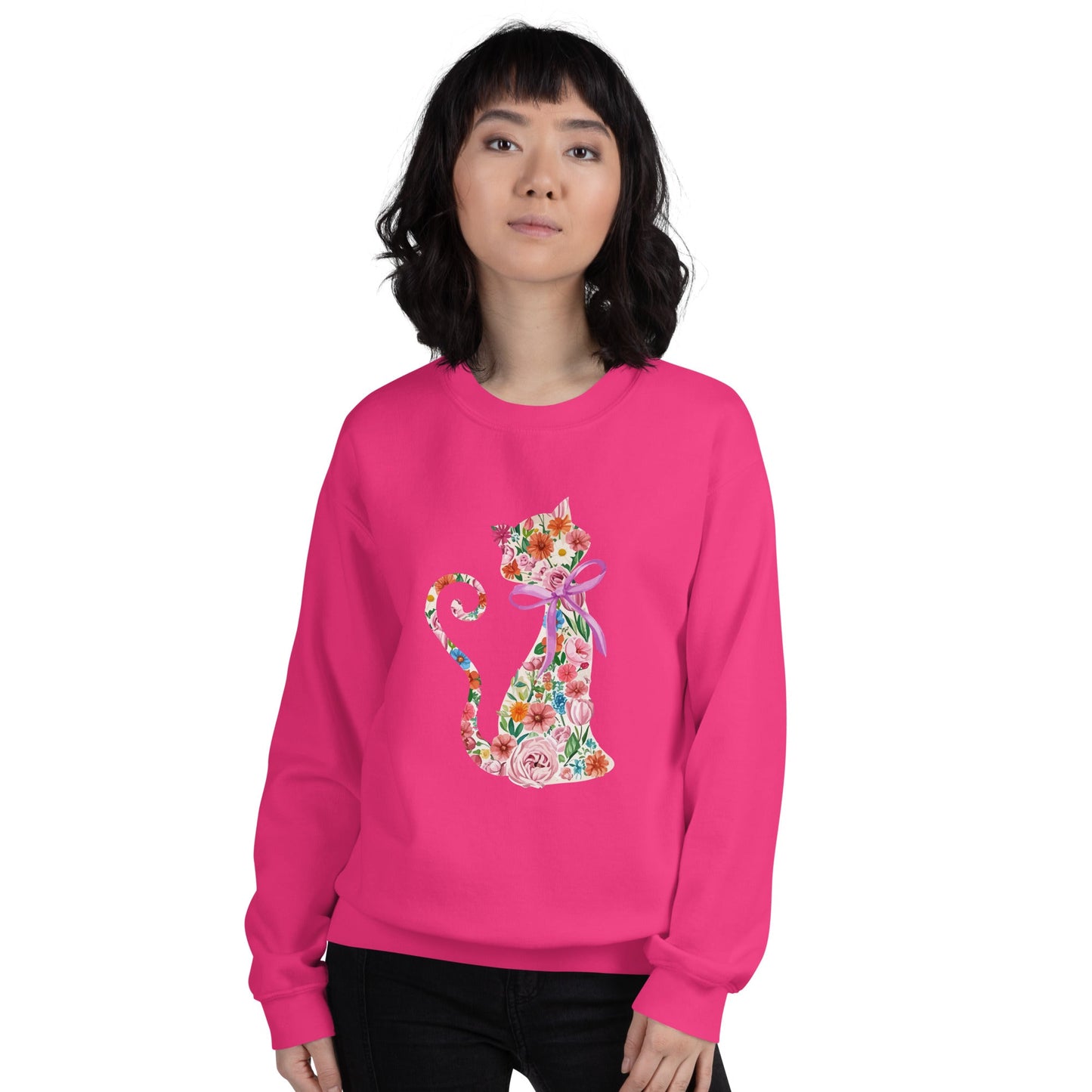 Springtime Flower Cat Crewneck Sweatshirt