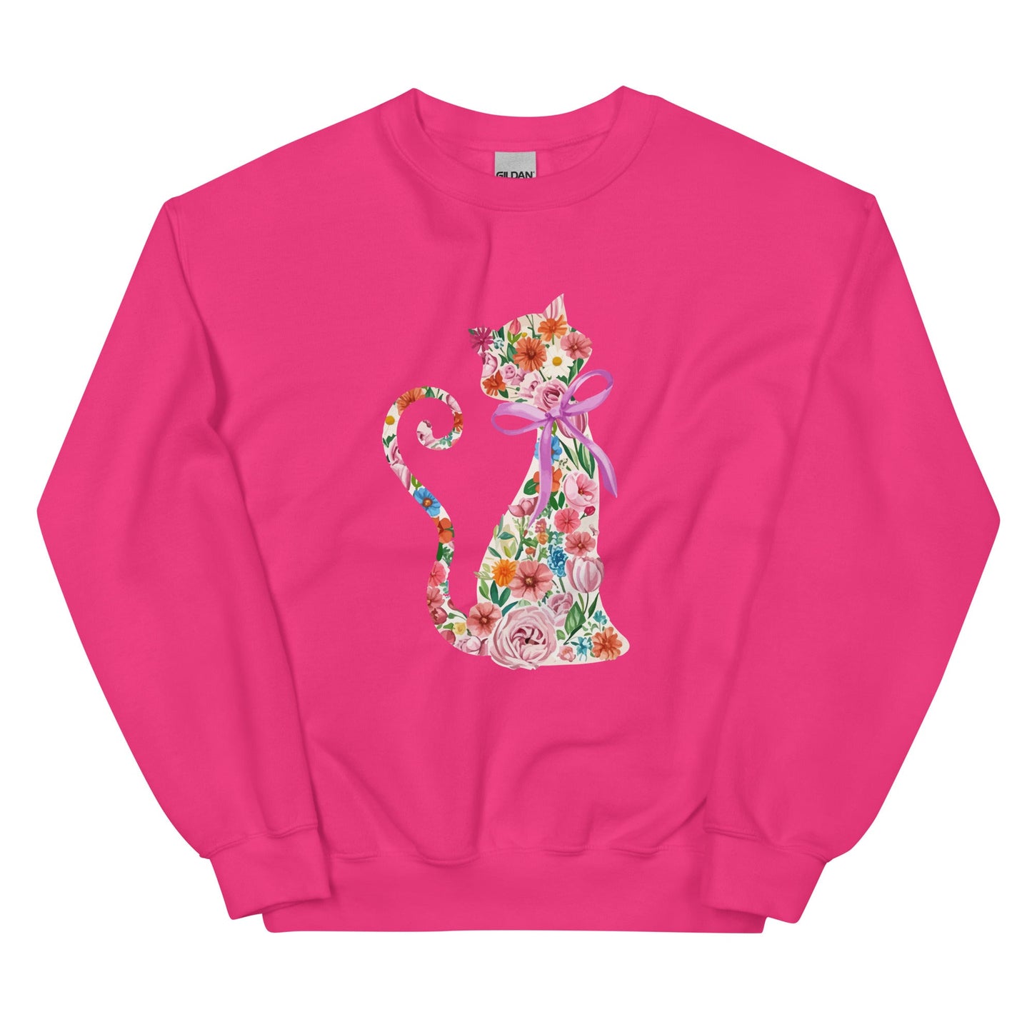 Springtime Flower Cat Crewneck Sweatshirt