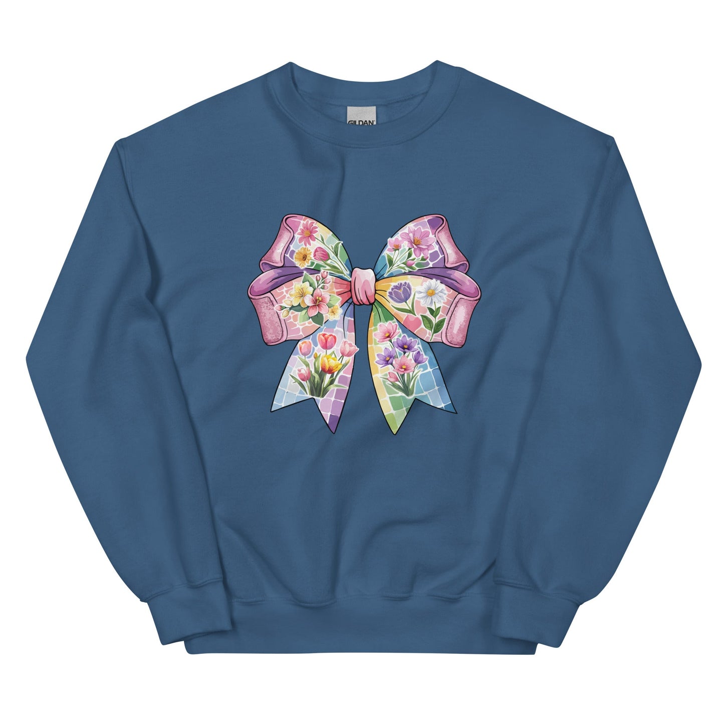 Pink Flower Springtime Bow Crewneck Sweatshirt