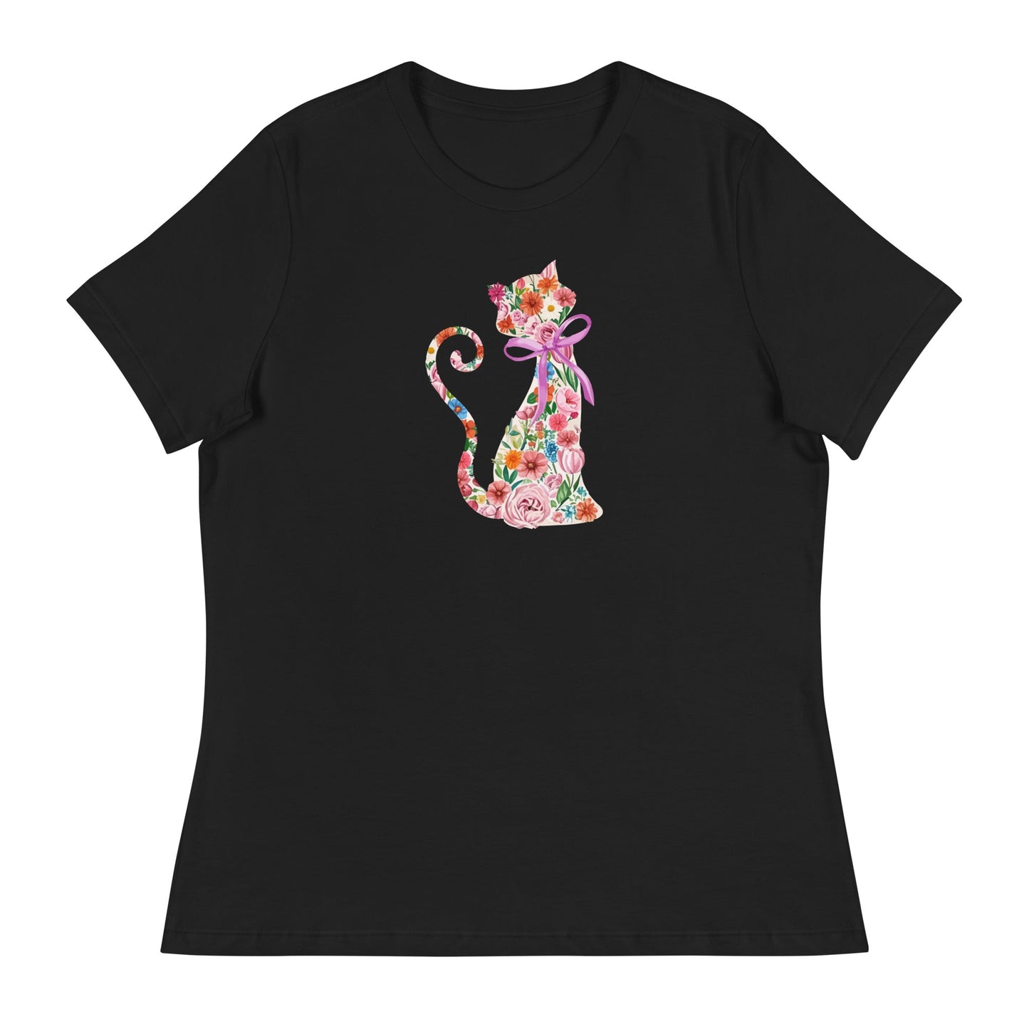 Springtime Flower Cat Women's Relaxed T-Shirt