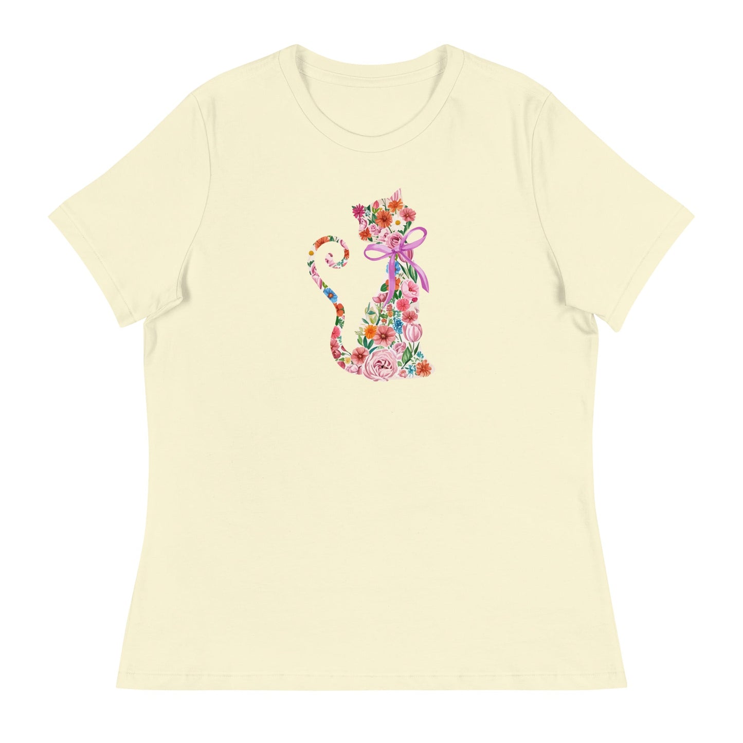Springtime Flower Cat Women's Relaxed T-Shirt