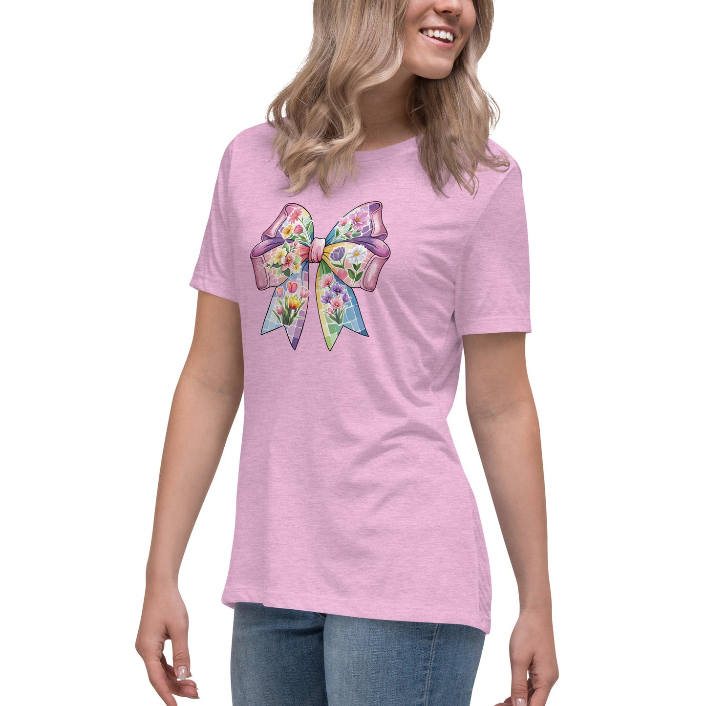 Pink Flower Springtime Bow Women's Relaxed T-Shirt