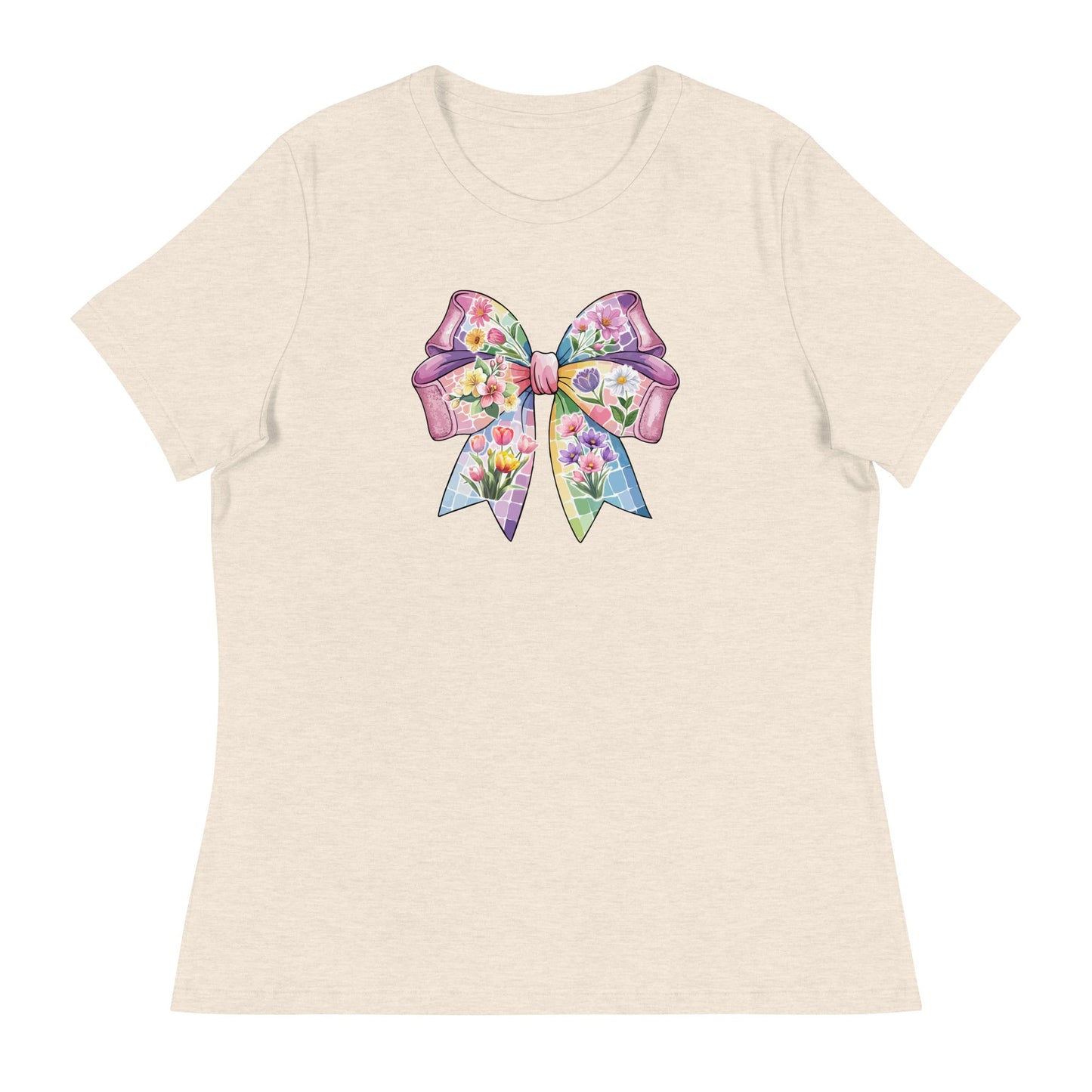 Pink Flower Springtime Bow Women's Relaxed T-Shirt