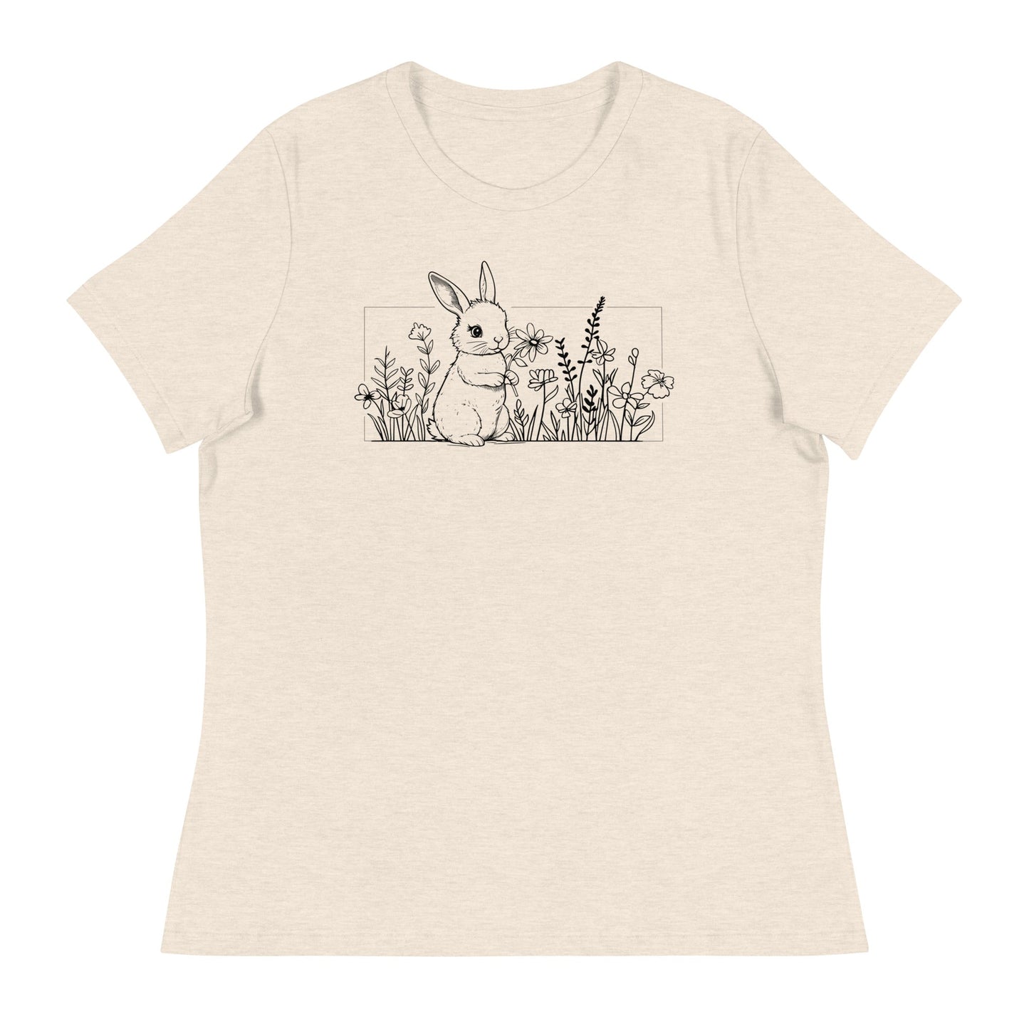 Beautiful Bunny Line Art Women's Relaxed T-Shirt