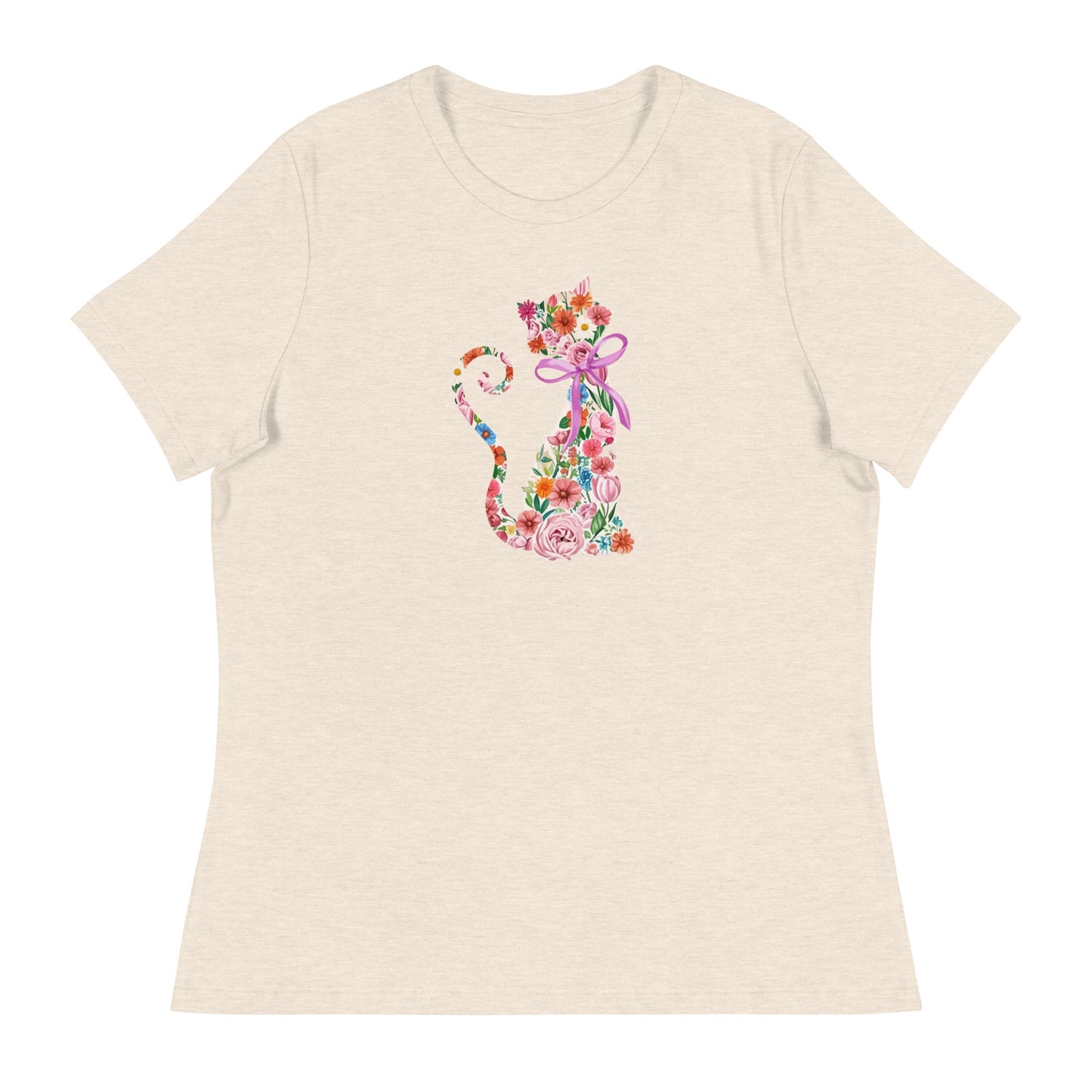 Springtime Flower Cat Women's Relaxed T-Shirt