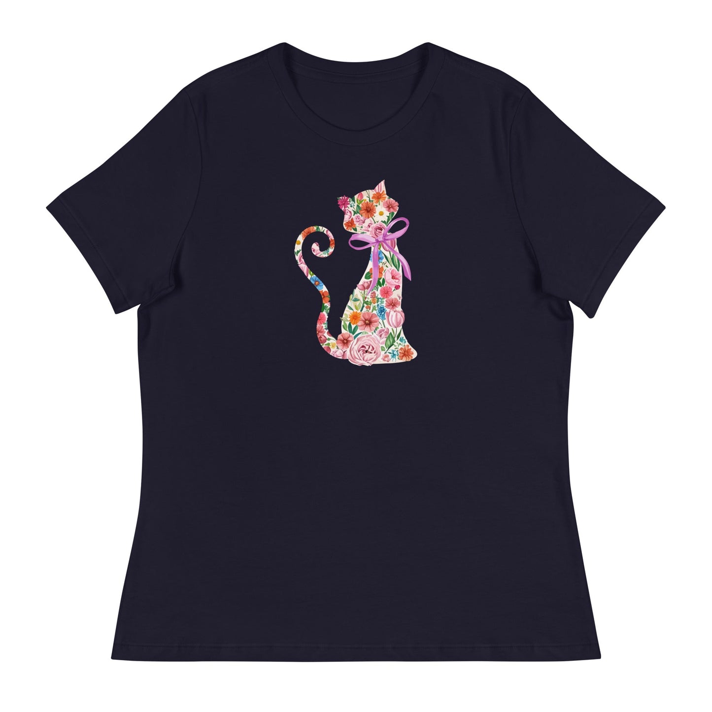 Springtime Flower Cat Women's Relaxed T-Shirt