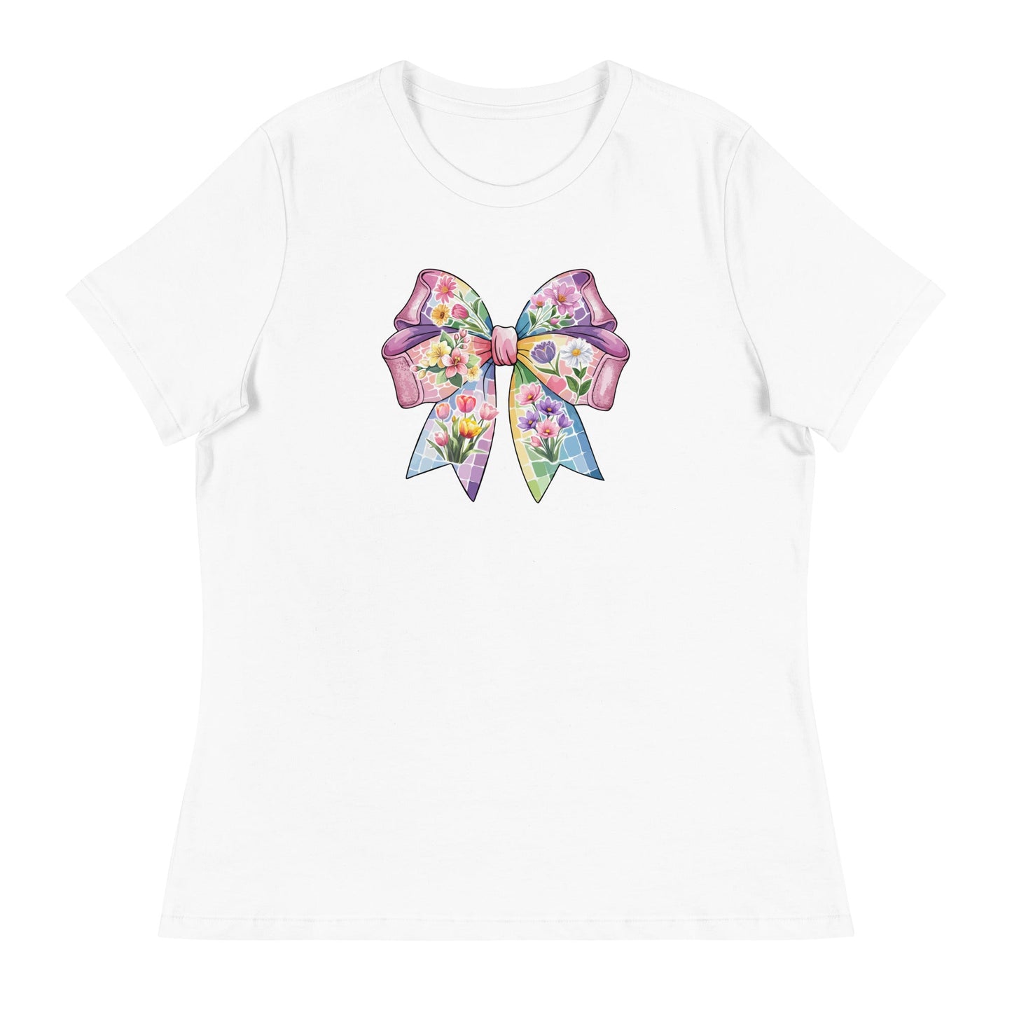Pink Flower Springtime Bow Women's Relaxed T-Shirt