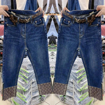 New high-waisted multi-button cuffed straight-leg trousers PD10041727