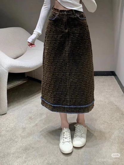 New versatile suede half length skirt 1024092923