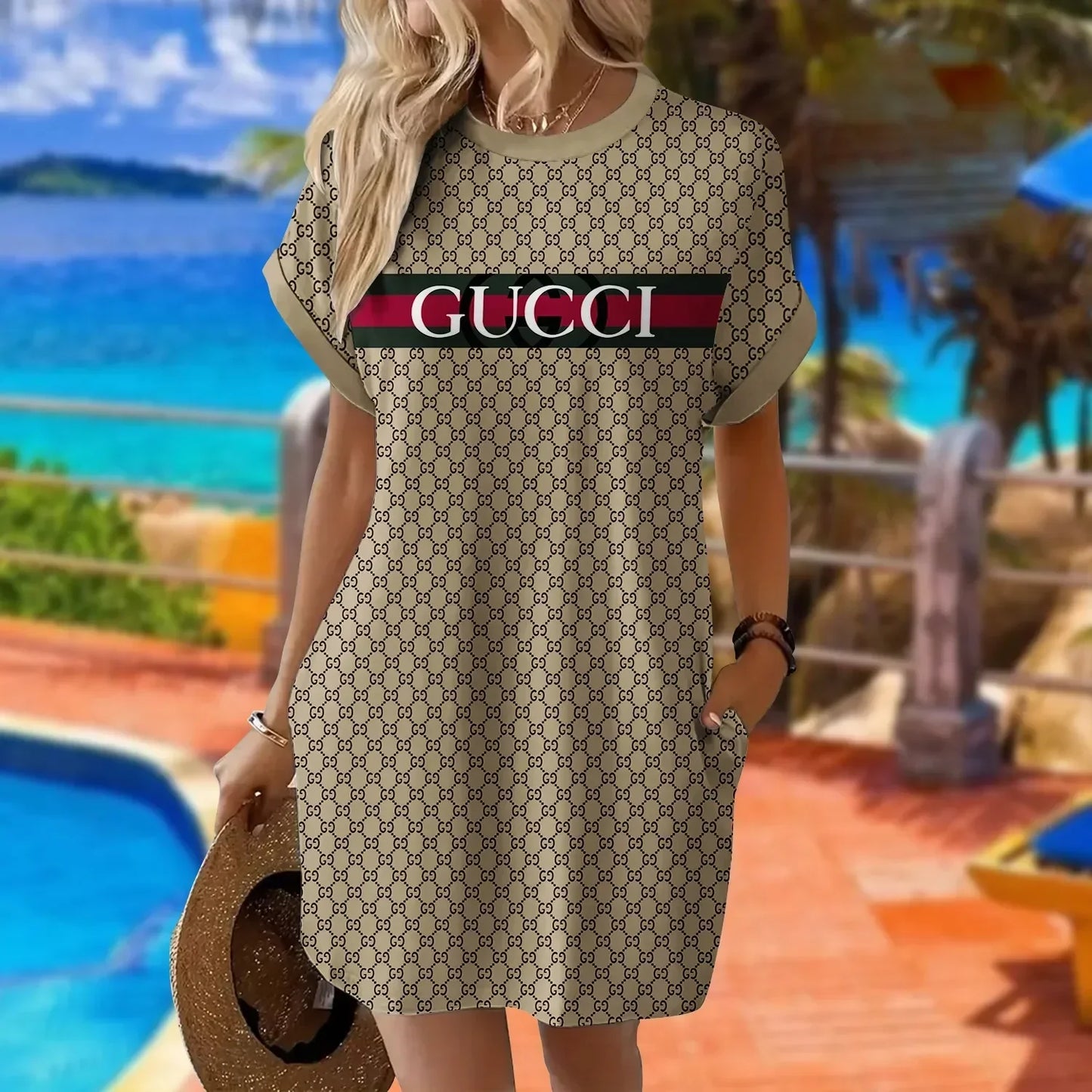 Premium Short Sleeve Pocket Dress 3D1025030424