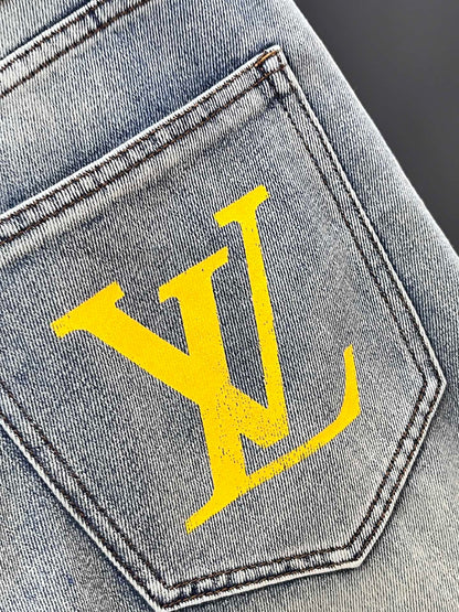 High luxury autumn and winter elastic slim fit denim pants XC0425091206