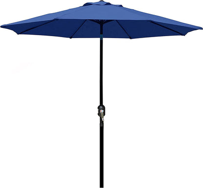 9' Outdoor Market Patio Umbrella with Push Button Tilt and Crank, 8 Ribs (Tan)