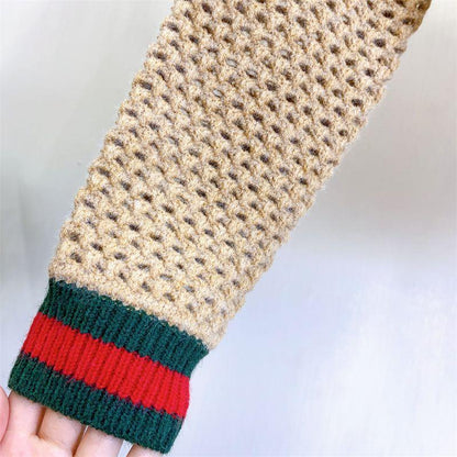 New Embroidered Striped Color-block Knit Top 1024031503