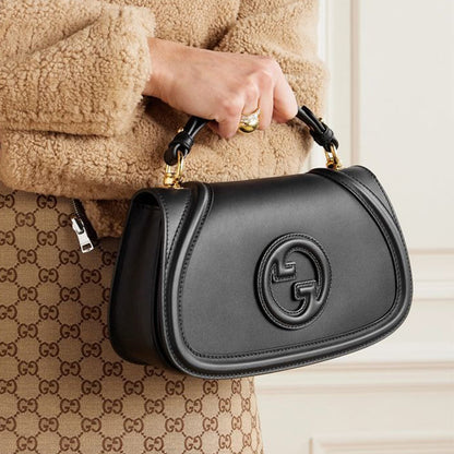 New G Blondie leather-trimmed canvas-jacquard shoulder bag 0425031410
