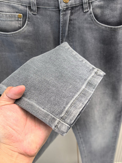 High luxury autumn and winter elastic slim fit denim pants XC0425091207