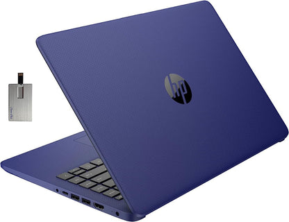 HP 2022 Stream 14" HD BrightView Laptop, Intel Celeron N4120, 16GB RAM, 64GB SSD, Intel HD Graphics, 720p Webcam, 1 Year Office 365, Gold, Win 11, 32GB Snowbell USB Card