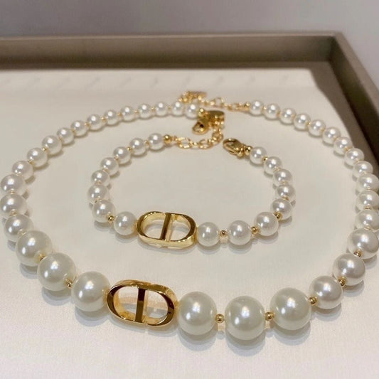 DIO letter star pearl necklace PD0425071817