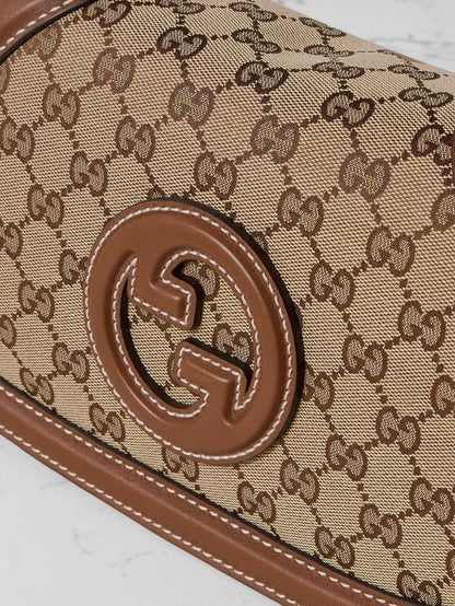 New G Blondie leather-trimmed canvas-jacquard shoulder bag 0425031410